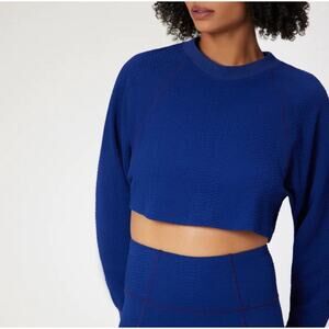 Brand New Gigi C Revolve Women's Large Isabella Royal Blue Pullover Cropped Top